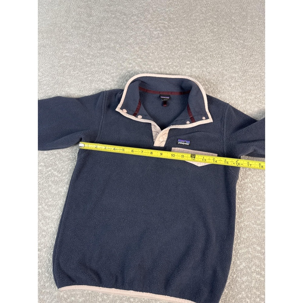 Patagonia Synchilla Fleece Pullover Kids Medium 10 Blue Synchilla Snap Collared - Picture 4 of 7
